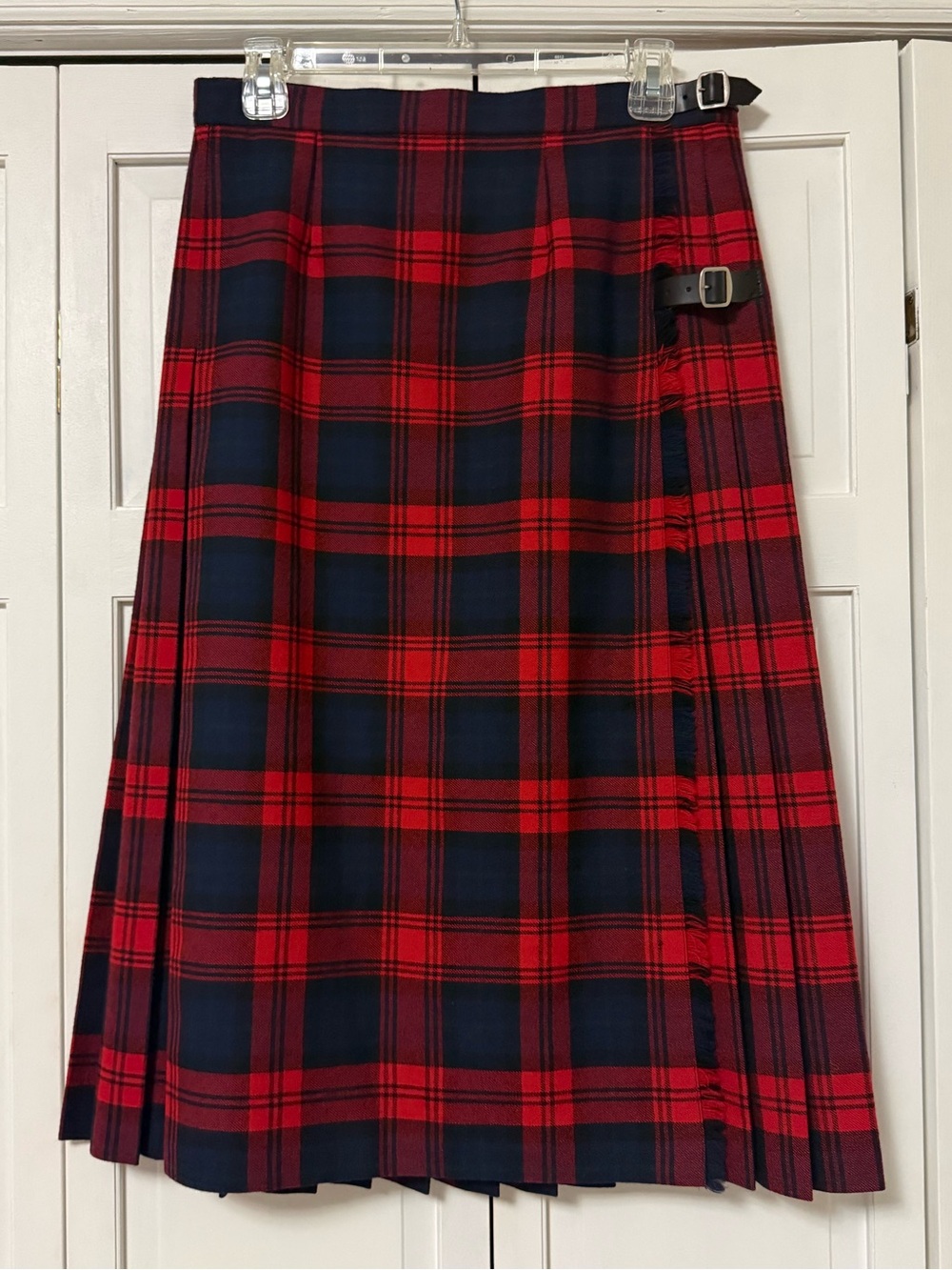 Vintage Strathmore Royal Stewart Tartan Wool Kilt Red/Navy Plaid Size 14